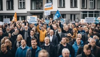 Protest der Merz-Belegschaft in Reinheim gegen Schließung des Standorts